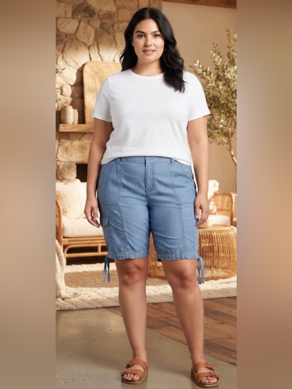 St. John's Bay Womens 11 1/2" Mid Rise Cargo Short 20W